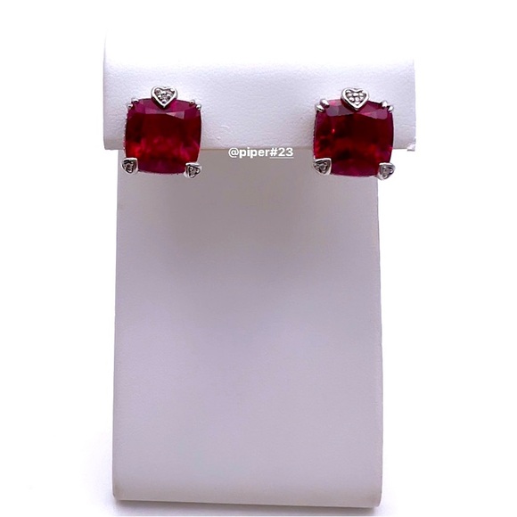 RARE Judith Ripka JR TWO Red Corundum & Diamond Fontaine Earrings - Picture 8 of 11